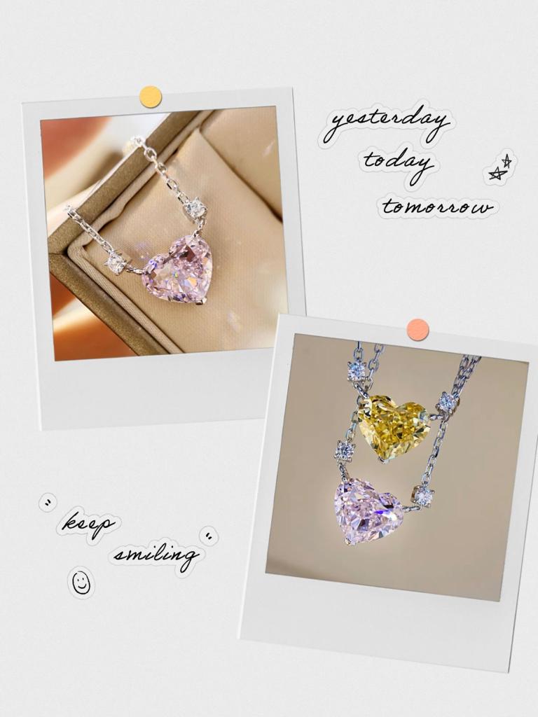 4.25ct 心形粉鑽 / 黃鑽頸鏈