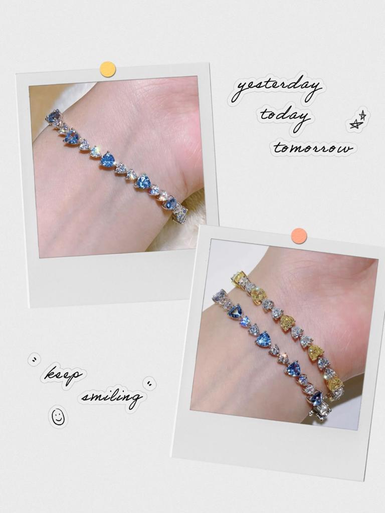 Blue and White Aquamarine and White Diamond Bracelet